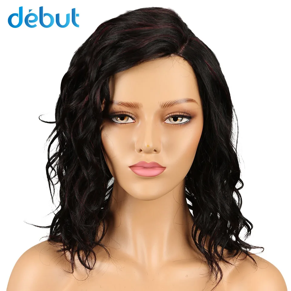

Debut Hair Brazilian Water Wave Remy Hair Human Hair Wigs For Black Women Lace Wigs With Baby Hair TT1B Red Color Page Style