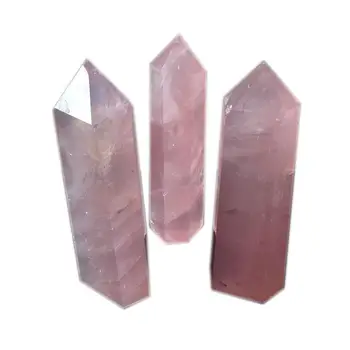 

New Rose Quartz Hexagonal Wand Point Healing Stone Jewelry Making DIY Pendant