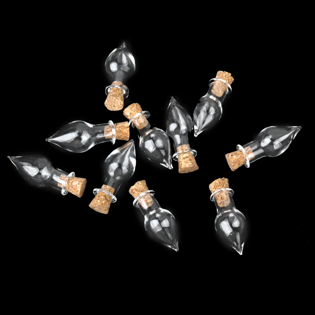20 Pieces Glass Wishing Bottle Necklace Pendant Vials Charms Empty Bottles