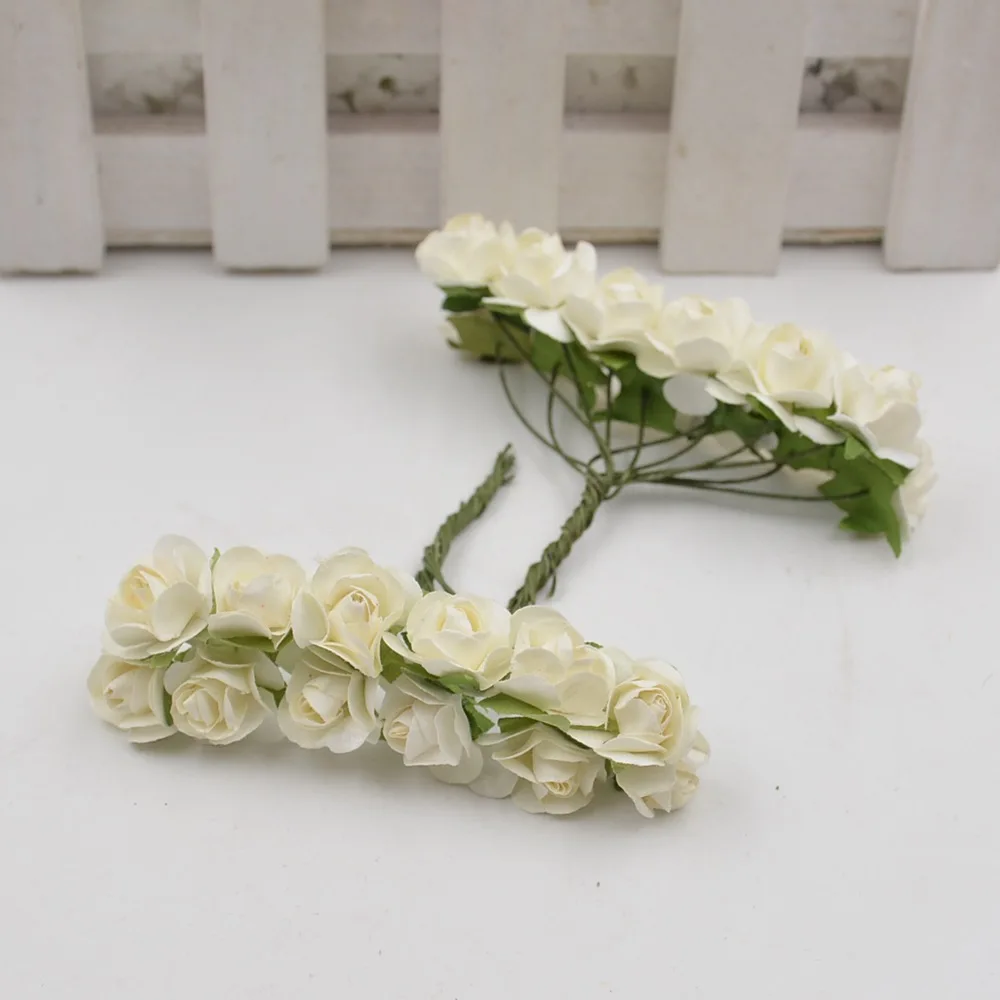036 14 De Réduction12 Pcslot Mini Papier Rose Handmake Fleur Artificielle Bouquet De Mariage Décoration Guirlande Bricolage Cadeau Scrapbooking