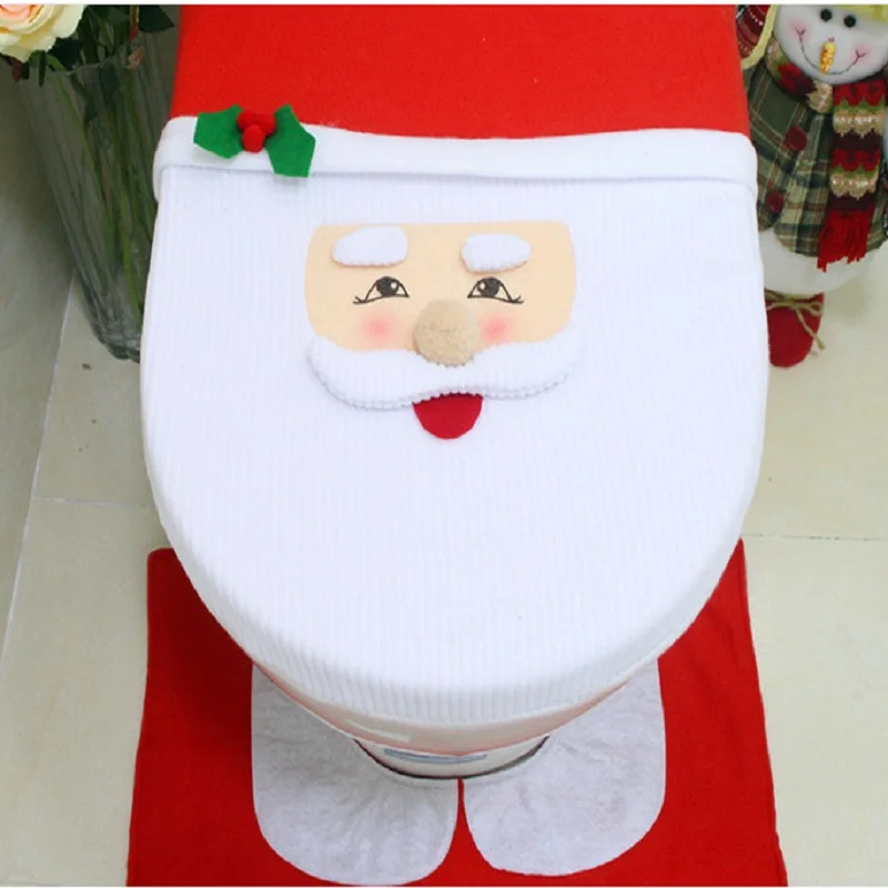 

Hot Christmas, new toilet sets, toilet covers, old people, snowman, elf, holiday decorations.