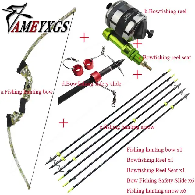 Bowfishing Recurve Bow Kit 40lbs Fishing Arrow Reel Archery Straight Bow  Hunting