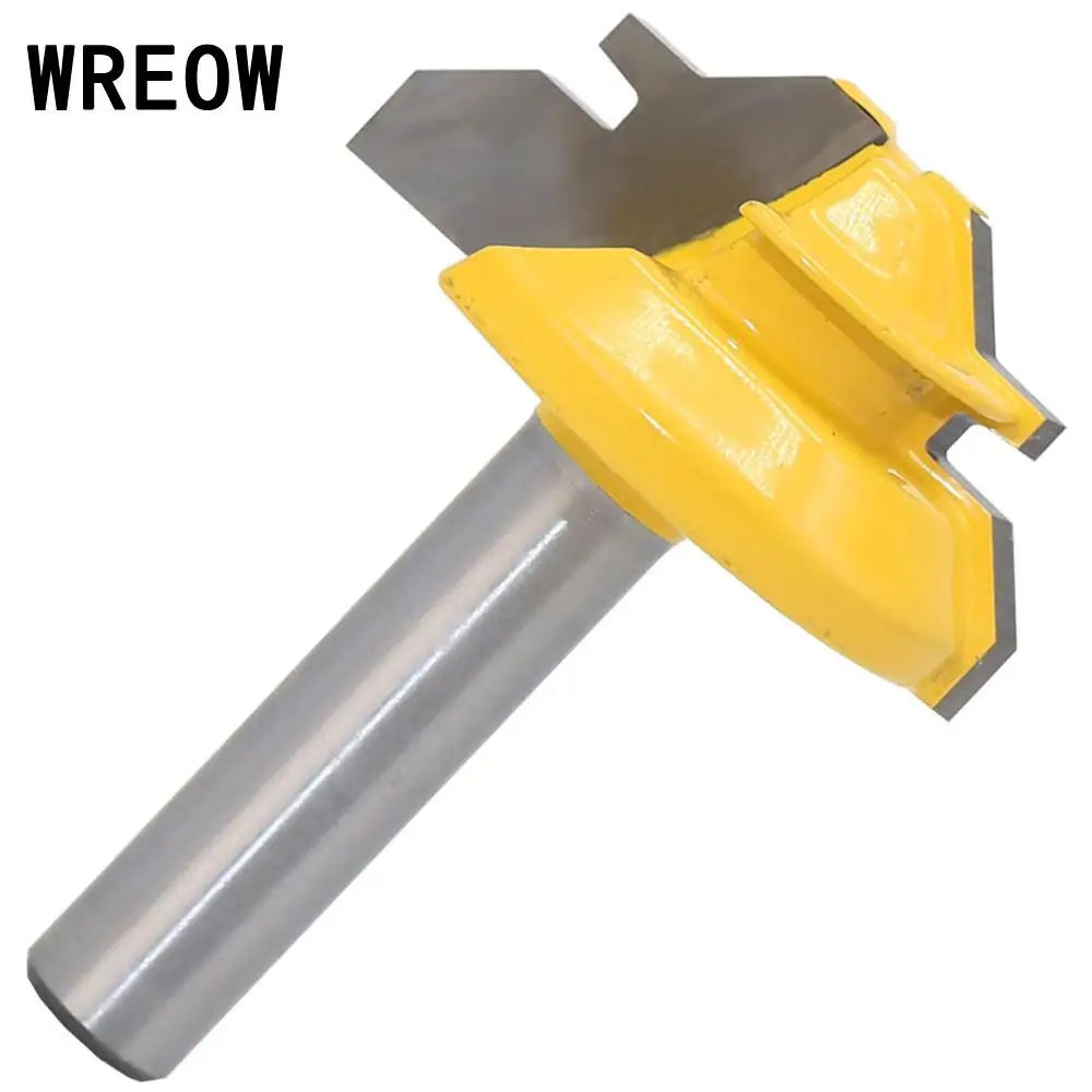 WREOW 1/2in 45 Degree Router Bit Miter Woodworking Cutter Tool Shank