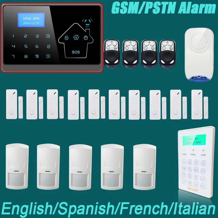 

Wireless Wired Alarm Systems Security Home LCD speaker Keyboard Sensor Touch GSM PSTN Alarm System English/French Voice