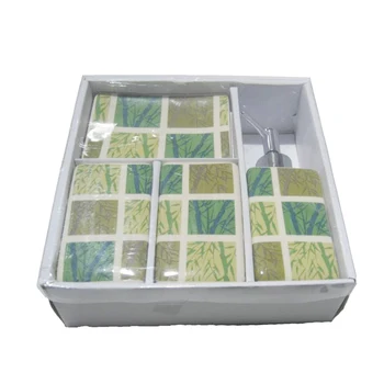

4 Bath Set Pieces with stamping Green