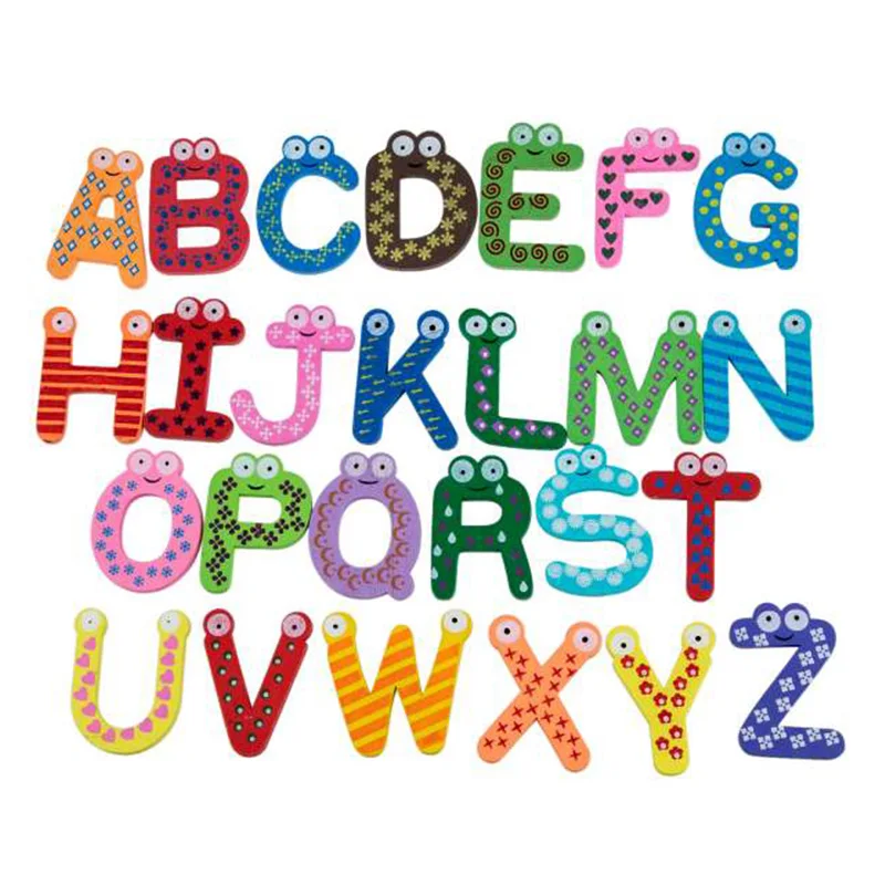

1 Set Magnetic Letters A-Z Wooden Refrigerator Fridge Magnets Figure Stick Letters Wooden Educational Kids Toys for Children