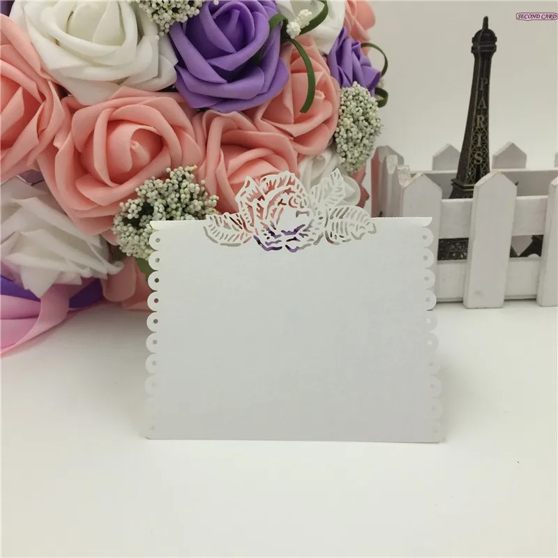 40pcs big rose flower laser cut wedding party table name place cards flower place cards
