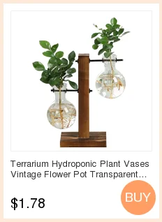 Террариум Гидропонные вазы для растений винтажный цветочный горшок прозрачная ваза деревянная рамка стеклянная столешница растения