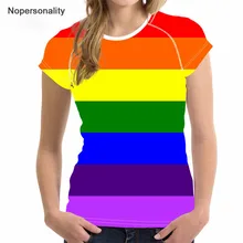 Nopersonality Радуга Красочные для женщин футболка, лето Kawaii женская футболка, модные короткие s Топы корректирующие, футболки Femme плюс размеры