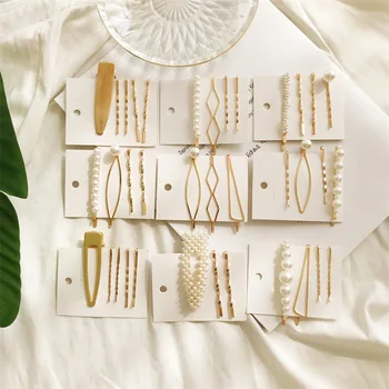 

2019 Fashion Women Hairpins Set for Women Girls Simulated Pearl Hair Clip Pins Gold Color Barrettes Korean Hair Accessories