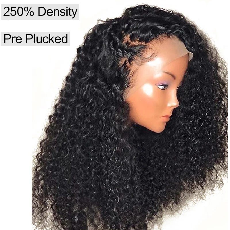 Curly Human Hair Wig 250% Density Lace Front Wigs For Women Brazilian Glueless Lace Wigs Pre Plucked Ever Beauty Remy Full Black