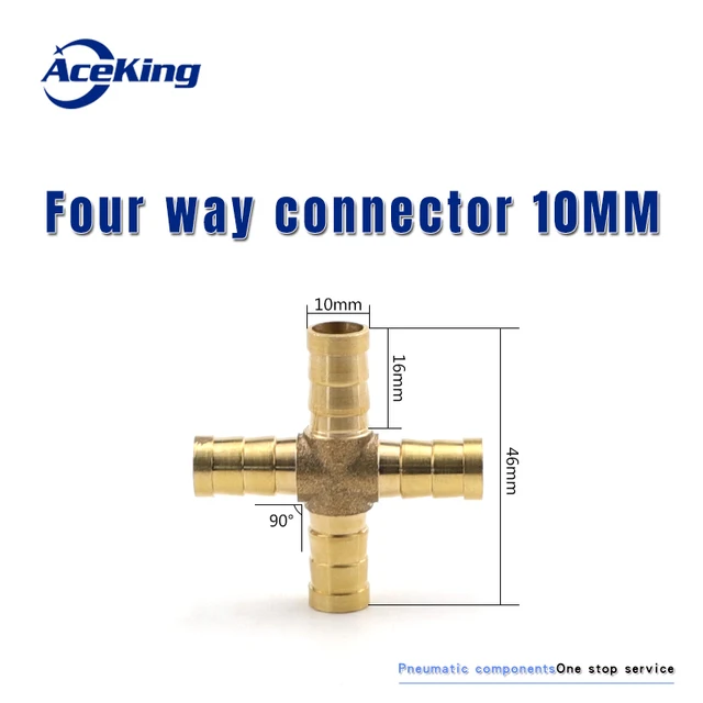All copper pagoda joint y-type gas pipe three-way gas pipe straight hose joint fitting t-type three-way four-way joint gree head four-way 10MM