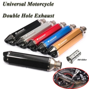 

Motorcycle Exhaust Pipe 2 Holes Escape Universal Modified Muffler DB Killer Silencer For Ninjia 300 NMAX155 Dirt Bike CBR300 R25
