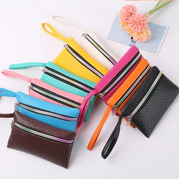 

Leather Purse Wallet Key Ring Zipper Coin Mini Change Bag Women Small Card Wallet Pouch
