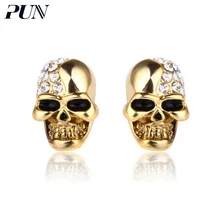 PUN аксессуары серьги женские золотые bijoux brincos сережки ухо череп мужские серьги корейский Кристалл розовое золото серьги для женщин