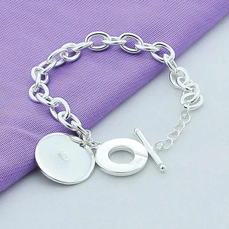 Роскошный бренд 925 серебряный браслет из стерлингового серебра 925 ювелирные изделия Женский Круглый браслет высшего качества для мужчин