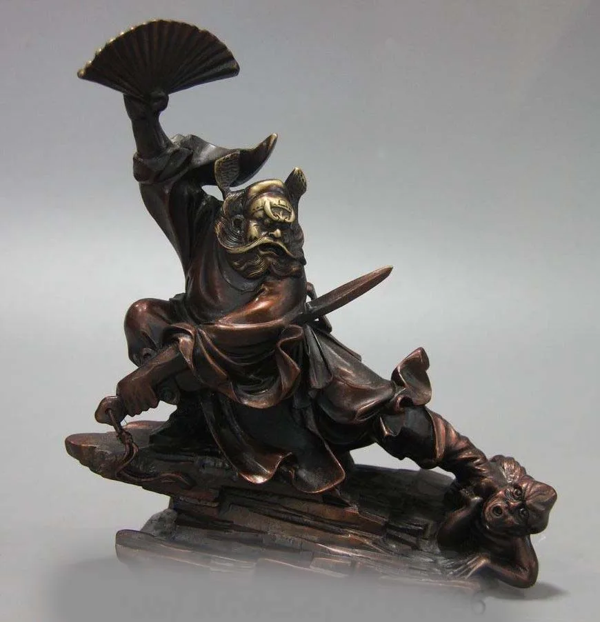 

22CM Chinese Bronze Copper Fengshui Zhongkui Zhong Kui Catch Ghost Statue Sculpture SD 506