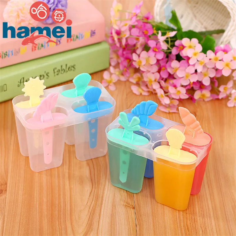 

2019 1PCS 4 Grid Rectangle Shaped kitchen Tools for family DIY Reusable new style Frozen Ice Cream Pop Baking Moulds
