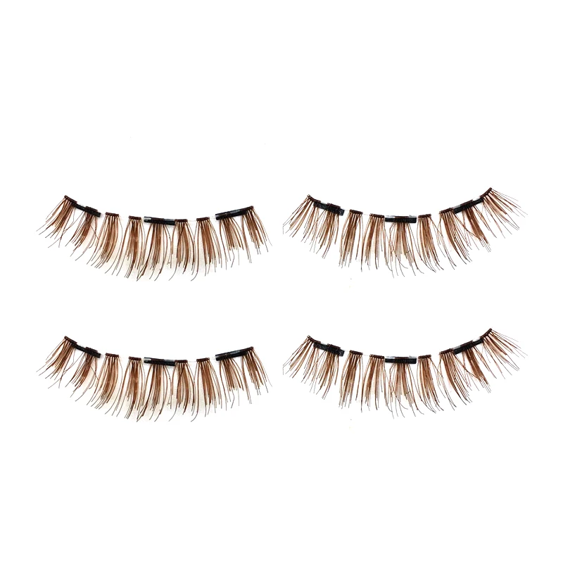 ELECOOL 4pcs/pack 3D Brown False Eyelashes Reusable Fake