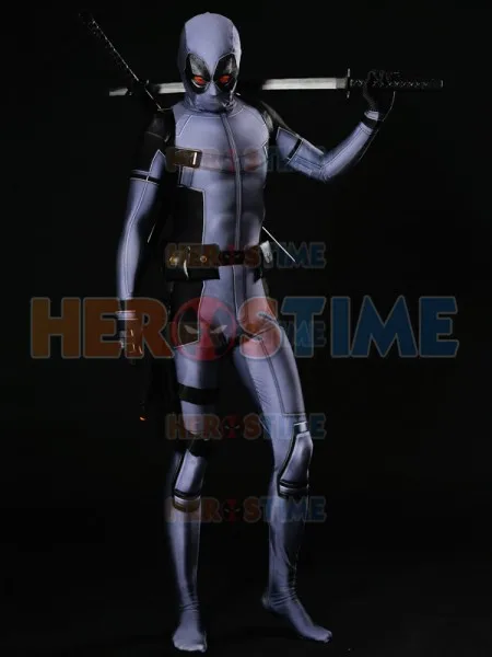 Высококачественный костюм X Force Дэдпула серый men Косплей Костюм Хэллоуин зентай