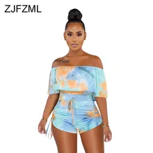 Красочный галстук-комбинезон женский комбинезон с открытыми плечами с рукавами-бабочками летние пляжные Комбинезоны на завязках