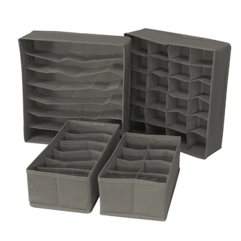 

4-Piece Collapsible Drawer Divider,Underwear Sock Storage Box,Closet Organizers,Get Out Of Bed Notepad