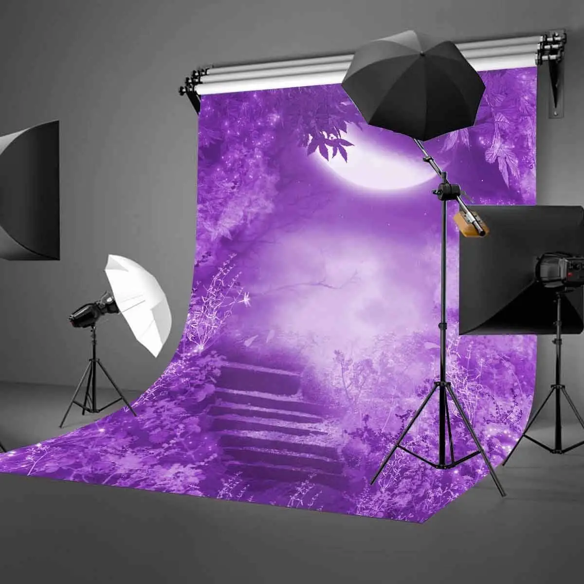 

150x220cm Fantastic Night Scene Backdrop Ultraviolet Color Photography Background Mountain Path Backdrop