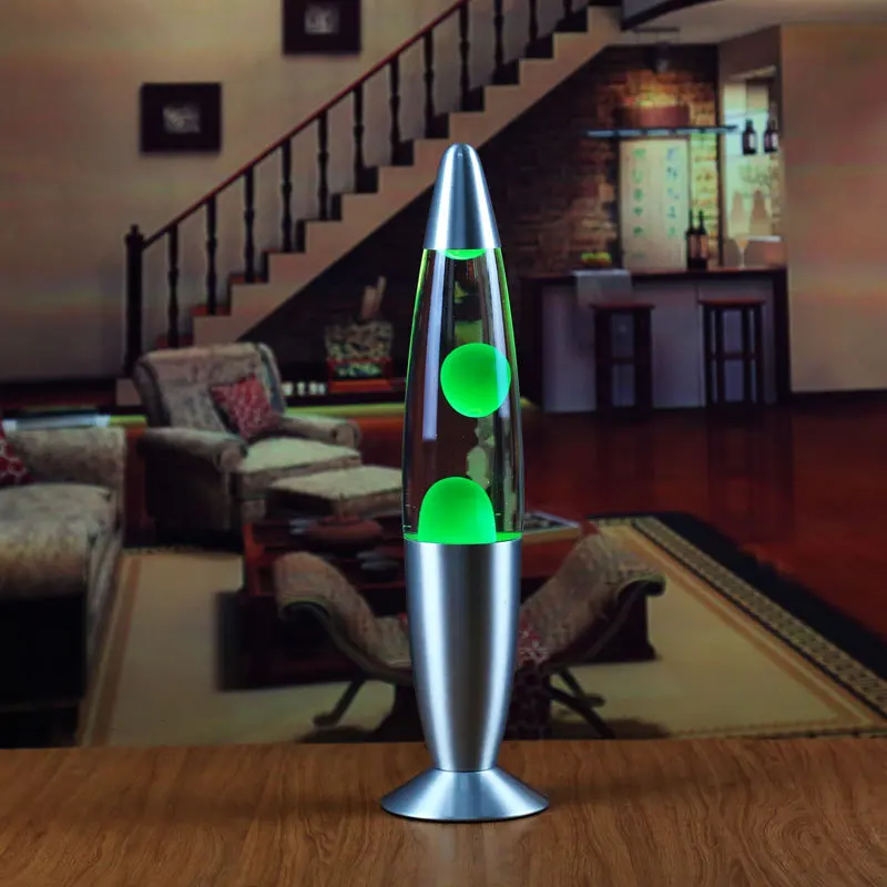 

INS 13" Inch Sliver Aluminium Base LAVA Lamp with Blue/Yellow/Red/Green wax in Clear liquid Creative Lave lampen