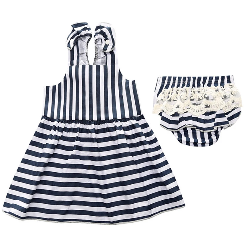 

2019 Summer Newborn Baby Girl Clothing Stripe Sling Princess Dress Shorts Pants Clothes Outfit 2pcs Set Roupa Infantil Ropa