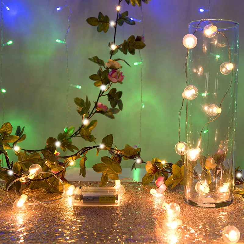 

2M/5M/10M LED String Light Flower Leaf Copper LED Fairy String Lights Battery Operate For Party Decoration HA