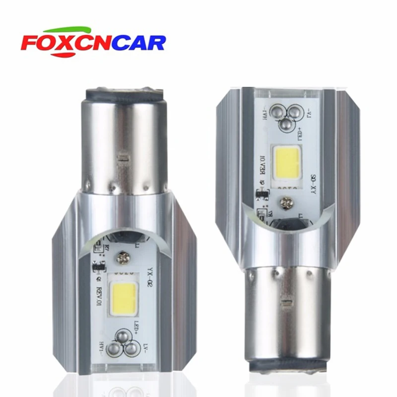 Foxcncar LED Ba20d 6000K лампы фар мотоцикла H6 COB 12V 1000LM мото передняя лампа аксессуары