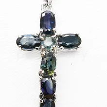 Ожерелье с сапфировым крестом, подвеска из натурального голубого сапфира, серебро 925 пробы, 0,35 карат* 6 шт драгоценных камней для мужчин или женщин#16090208