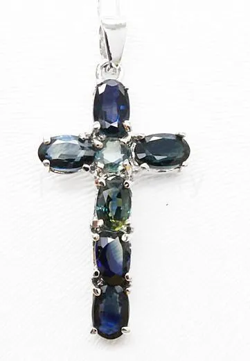 real sapphire cross necklace pendant 