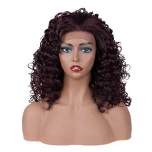 JINGFA волосы дешевые оптовые Средний стиль кудрявый парик синтетические волосы курчавые кучерявые парики для черных женщин розового цвета