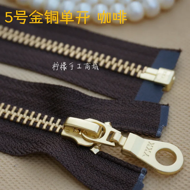 Ykk Zipper 5 Metal Gold And Copper Single Open Zipper 50120cm Brown