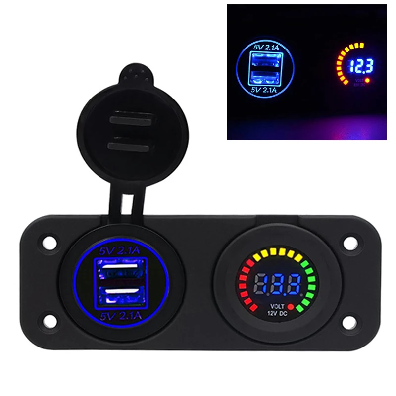 Двойной 12 в автомобильный прикуриватель Разветвитель USB 3.1A адаптер питания зарядное устройство цифровой вольтметр для авто мотоцикл Лодка