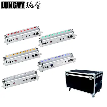 

5pcs/lot Flight Case Packing 9x18W RGBWA+UV 6in1 Wireless DMX Battery Led Wash Light DMX and Battery DJ Disco Washer Light