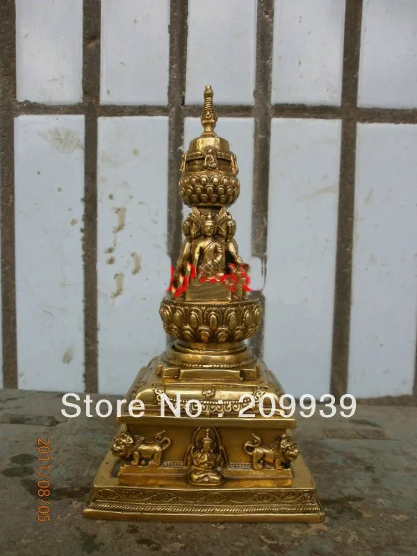 

00287 Tibet Buddhist Pagoda Stupa bronze statue