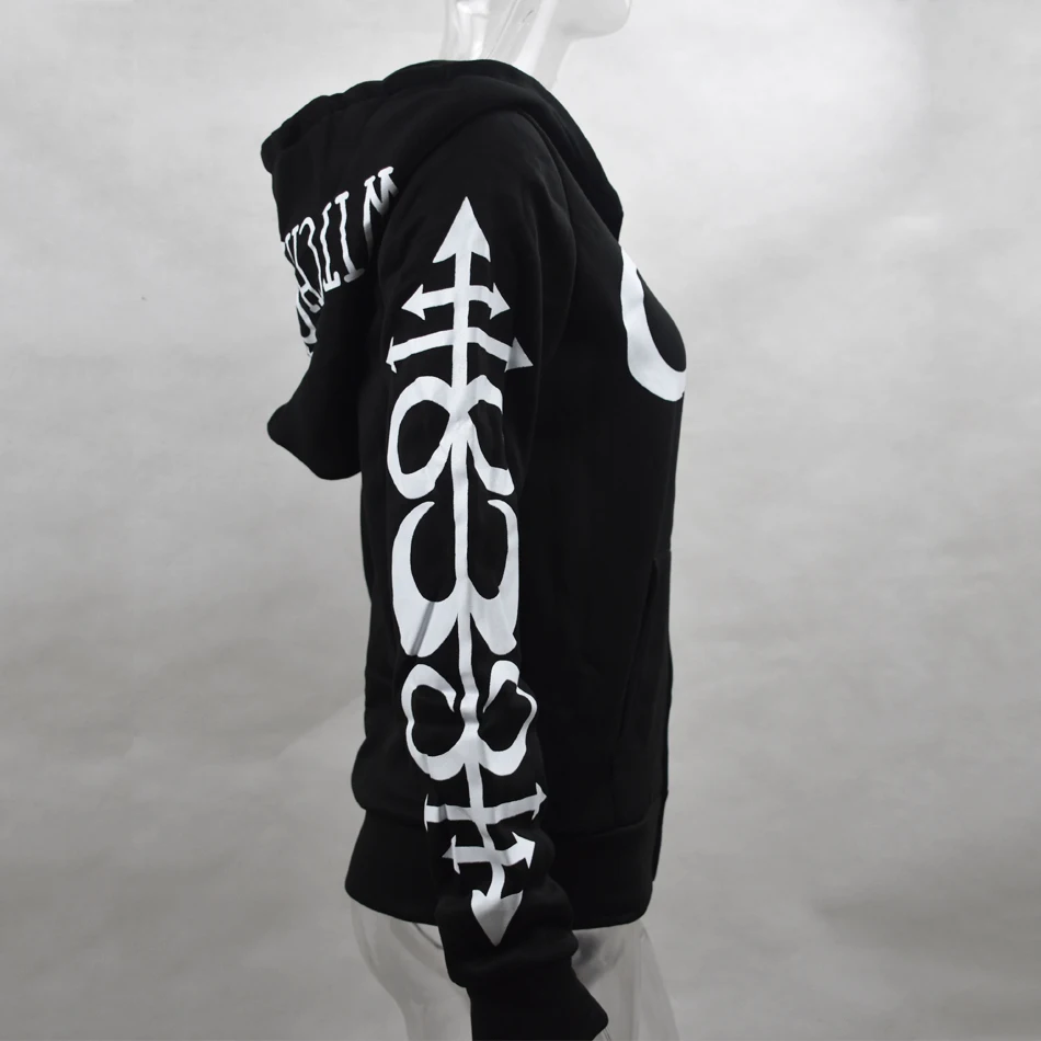 Women Hoodies Punk Moon Letters Skull Print Sweatshirts Spring Autumn Long Sleeve Black Jacket Zipper Coat 2018 Fashion Hip Hop