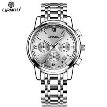 

LIANDU Mens Watches Brand Luxury Quartz Watch Men Business Stainless Steel Three Dial Waterproof Wristwatch relogio masculino