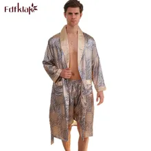 M-5XL размера плюс, мужской халат, весна-осень, пижама банный халат, Мужская домашняя одежда, шелковая атласная Мужская одежда для сна, 2 шт