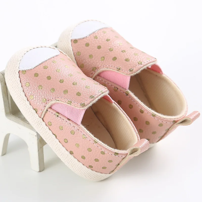 

2019 Hot Sale First Walkers Baby Soft Sole Leather Shoes Newborn Girl Boy Toddler Polka Dot Crib Prewalker