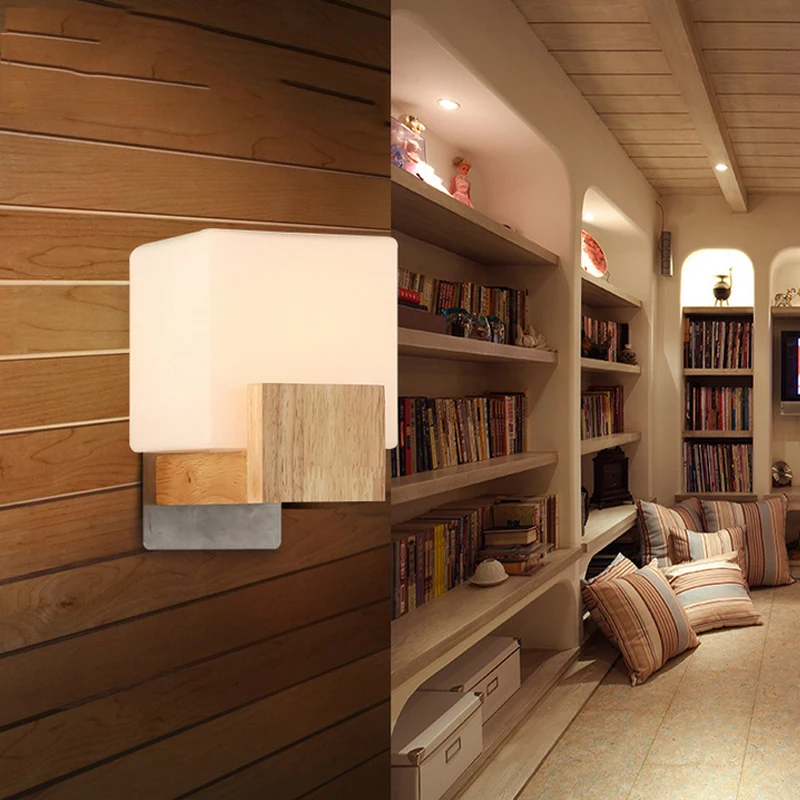 Modern Minimalist Wall Lamp Solid Wood Lamps Frosted Gl Oak Modern Minimalist Wall Lamp Solid Wood Lamps Frosted Gl Oak Lights Indoor Home Lighting Fixtures Decoration Bedroom Sconce In Led From