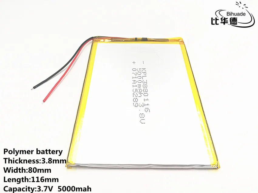 1 шт. 3,7 в, 5000 мАч 3880116(полимерный литий-ионный аккумулятор) литий-ионный аккумулятор для планшетного компьютера 7 дюймов 8 дюймов игрушка, портативное зарядное устройство, gps, mp3, mp4