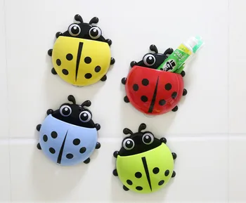 

1PC Ladybug Sucker Toothbrush Holder Suction Hooks Household Items Bathroom Toothbrush Rack Bathroom Shelf OK 0383