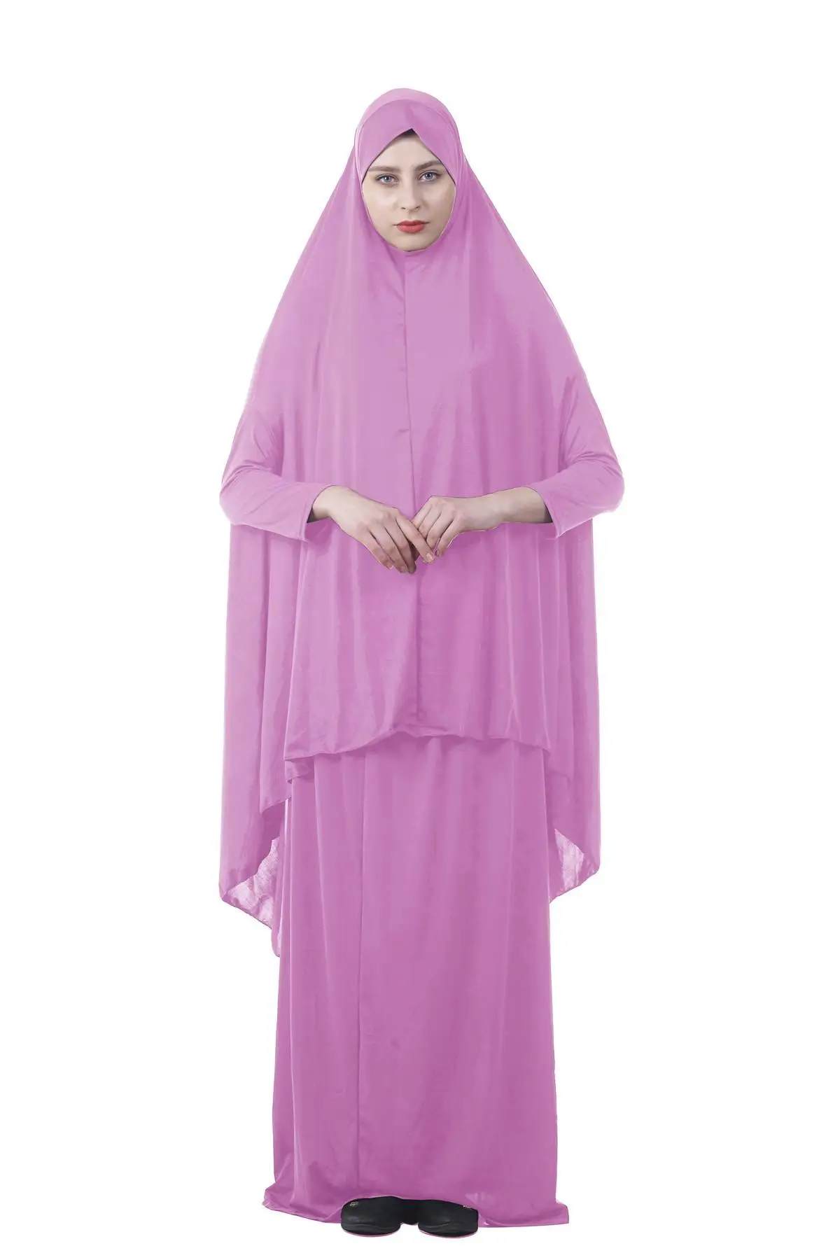 Формальные мусульманские молитвенные комплекты одежды, хиджаб, платье абайя, Исламская одежда, намаз, длинный молитвенный хиджаб, мослим юркен абайя s - Цвет: Розовый