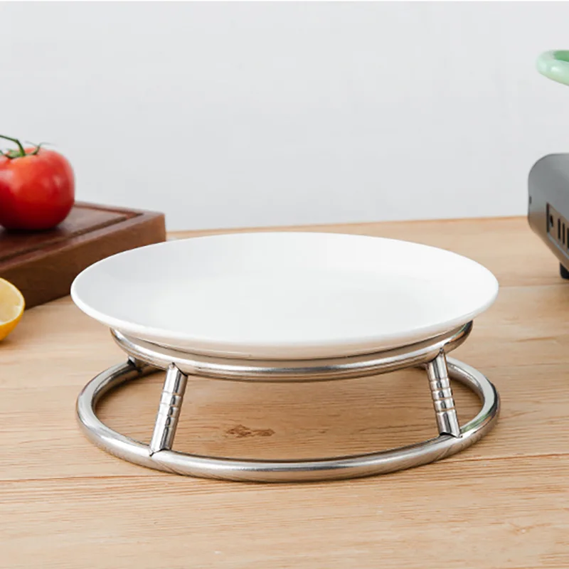 Stainless steel round pot rack kitchen heat insulation anti-scalding casserole plate shelves home simple organizer