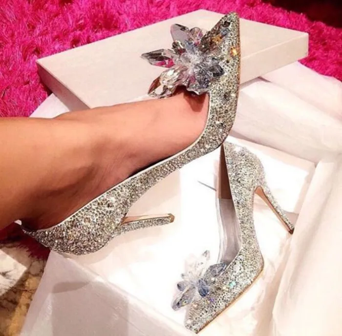 New Silver Week Celebrity Top Grade Cinderella Crystal Shoes Bridal Rhinestone Wedding Shoes With Flower woman thin high heels New Silver Week Celebrity Top Grade Cinderella Crystal Shoes Bridal Rhinestone Wedding Shoes With Flower woman thin high heels