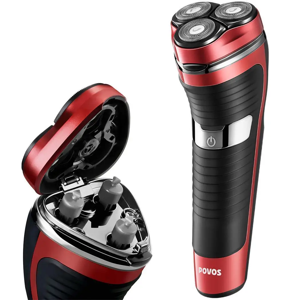 

Men Rechargeable Electric Shaver Waterproof Electric Shaving Beard Machine Razor Rotatable With Indicator Lights 3 Cutter Heads