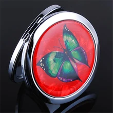 Portable Cute Peacock Mirror Butterfly&Flower Pattern MakeUp Compact Mirror Women 2Side Fold Pocket Mirror For Personalized Gift